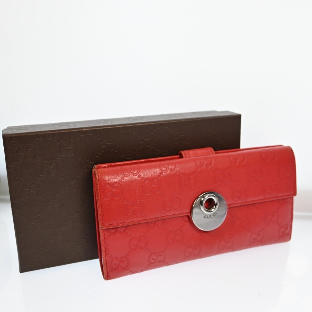 Gucci Gg Leather Long Wallet Italy Red #259270G18B